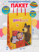 Пакет подарочный 22х31х10 см "Маша и медведь"