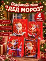 Пакет подарочный новогодний 18х23х10 см (4 шт)