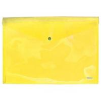 Папка-конверт с кнопкой, прозрачная желтая, 180 мкм