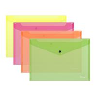 Папка-конверт на кнопке "Fizzy Neon", полупрозрачная, A4