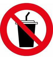 Информационная наклейка "Запрещено с напитками"