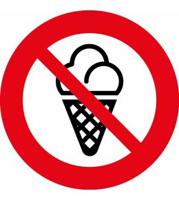 Информационная наклейка "Запрещено с мороженным"