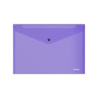 Папка-конверт на кнопке "Vivid", А4, прозрачный, фиолетовый