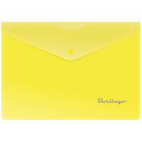 Папка-конверт на кнопке, А5, 180 мкм, желтая