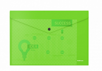 Папка-конверт на кнопке "Glossy Neon", непрозрачная, A4, зеленая