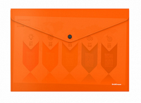 Папка-конверт на кнопке "Glossy Neon", непрозрачная, A4, оранжевая
