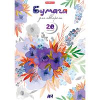 Бумага для акварели "Цветы", А4, 20 листов